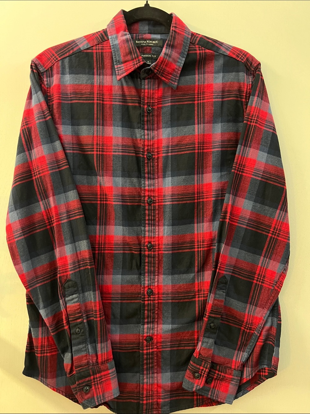 Banana Republic Red Black and Blue Plaid Button-Down Shirt